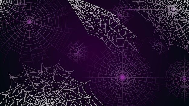 Spider Web On Dark Background Halloween Design Elements Spooky Scary Horror Decor Vector