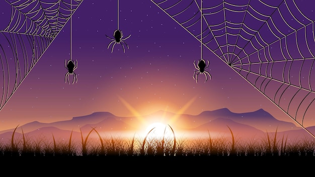 Vector spider web on dark background halloween design elements spooky scary horror decor vector