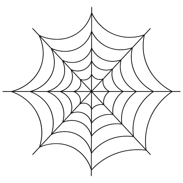 Spider web. Silhouette. Sketch. A sticky victim trap. Hunter's ambush. Halloween symbol Thin thread