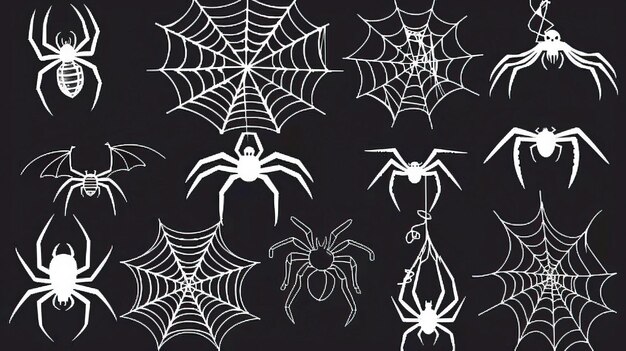 Vector spider webs halloween elements vector set halloween elements happy halloween