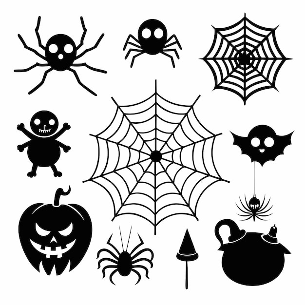 Vector spider webs halloween elements vector set