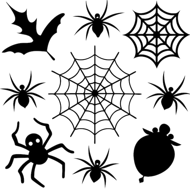 Vector spider webs halloween elements vector set