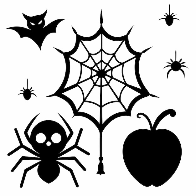 Vector spider webs halloween elements vector set