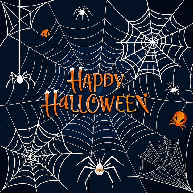 Spider Webs and Spiders on Dark Background Detailed Vector Art