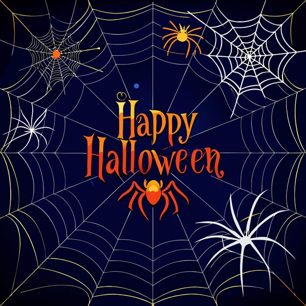 Vector spider webs and spiders in dark setting vector design