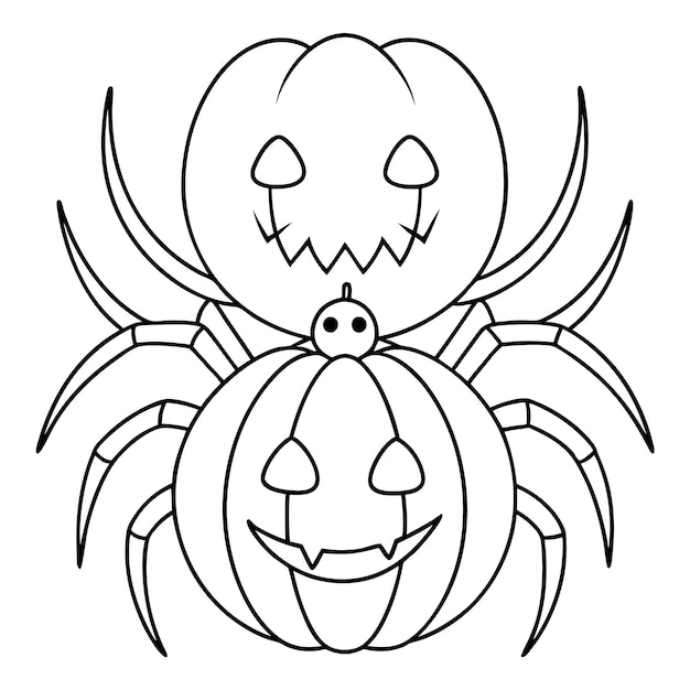 Vector a spider on a white background with a pumpkin on it