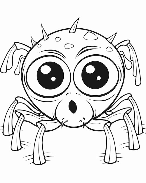 A spider with a big nose is looking up and the mouth is open.