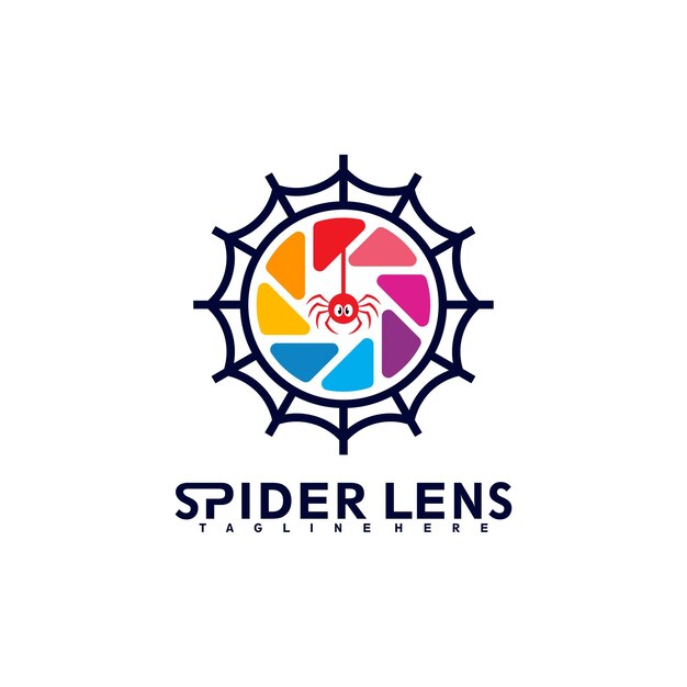 Vector spider with lens logo vector illustration design template creative logo design