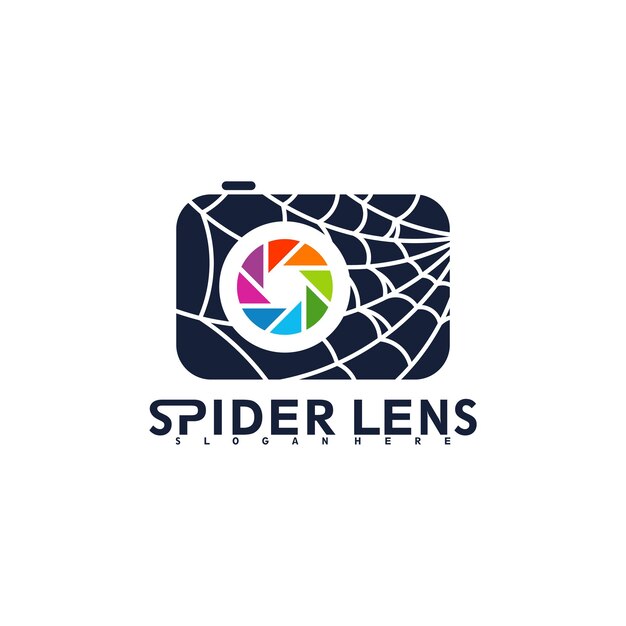 Vector spider with lens logo vector illustration design template creative logo design