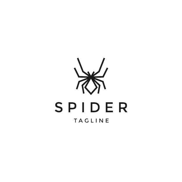 Spider with line art logo icon design template flat vector