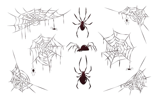 Spiders Web Halloween Vector Clipart Illustration