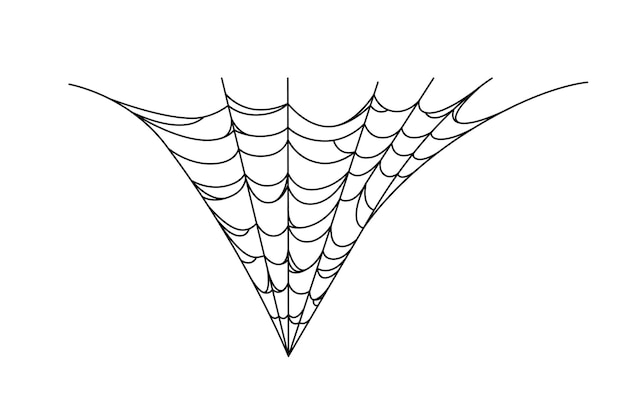 Spiderweb for Halloween Creepy cobweb isolated on white background Outline vector illustration