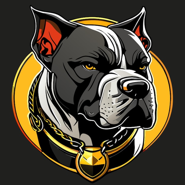 spike collar pitbull vector illustration