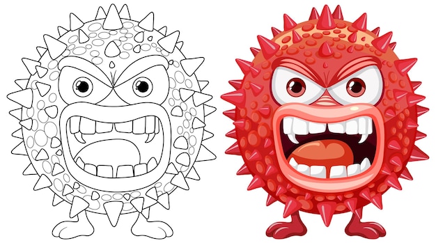 Spiky Bacteria Germ Virus Monster Cartoon Character