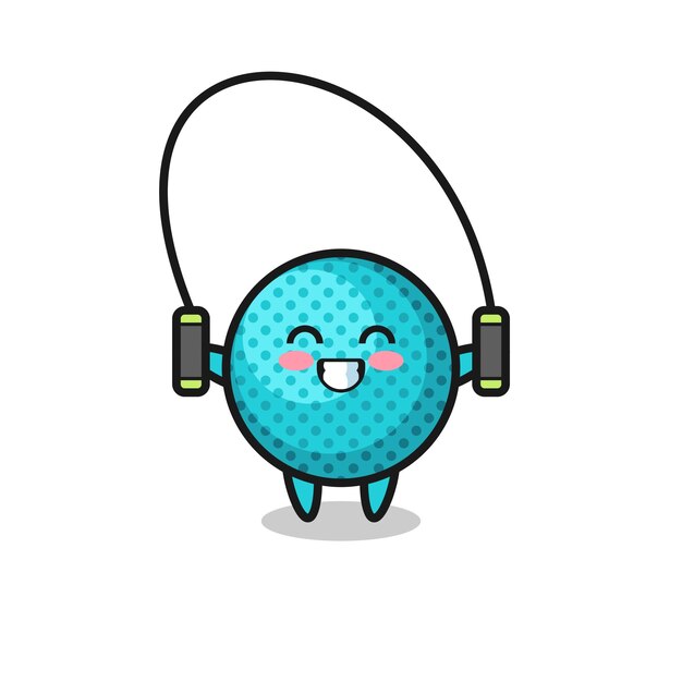 Spiky ball character cartoon with skipping rope