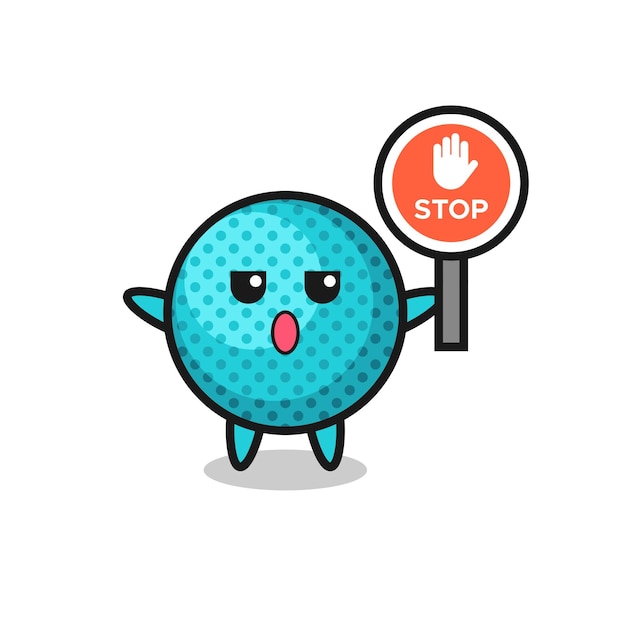 Spiky ball character illustration holding a stop sign