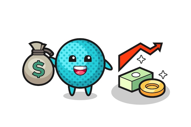 Spiky ball illustration cartoon holding money sack