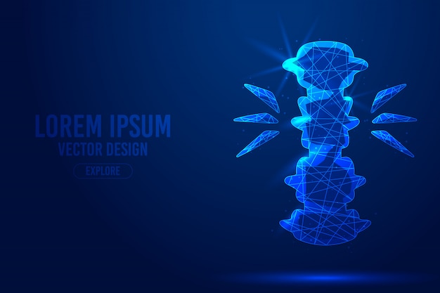 Spinal cord injury geometric lines, low poly style wireframe template