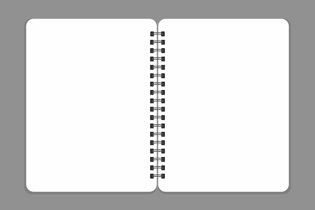 Spiral bound notebook mockup open blank sketchbook template or mock up for your sketch vector illustration grey background