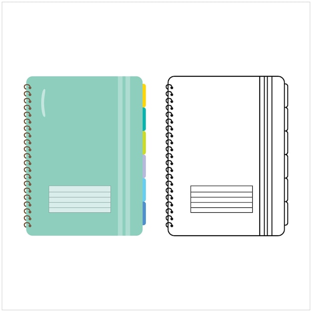 Spiral Notebook outline with color clipart