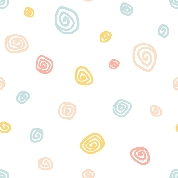 Spiral seamless pattern Retro background with handdrawn doodle lines Minimalistic