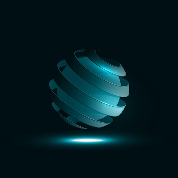 Spiral Sphere Abstract Lines. Creative dynamic light element Illustrations