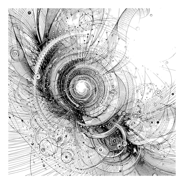 Spiral spiral swirl twirl whirlpool and vortex shape vintage line drawing or engraving 2D Abstr