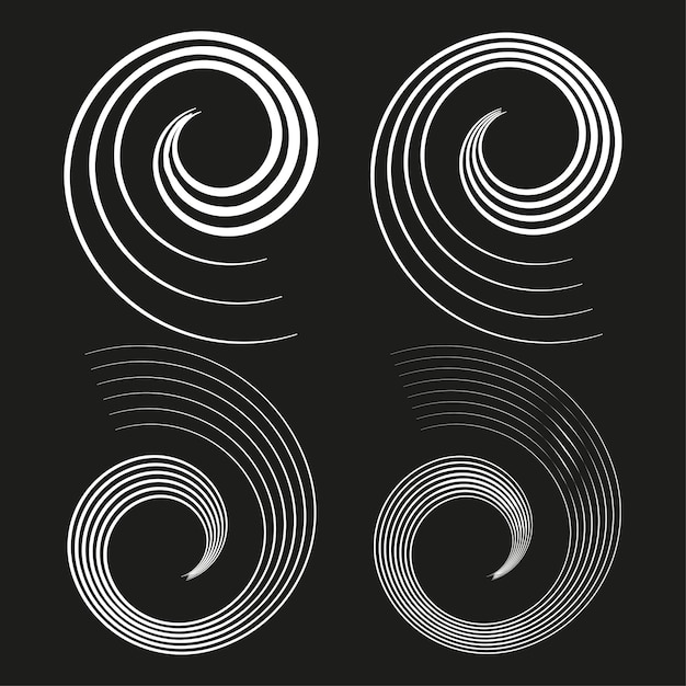 Spiral swirl twirl Volute helix eddy and vortex shape Radial lines with rotation Vector illustration