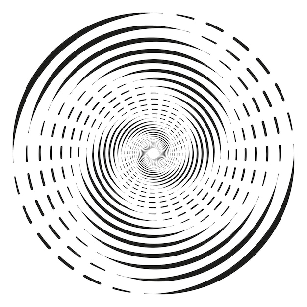 Spiral swirl twirl Volute helix eddy and vortex shape Radial lines with rotation Vector illustration