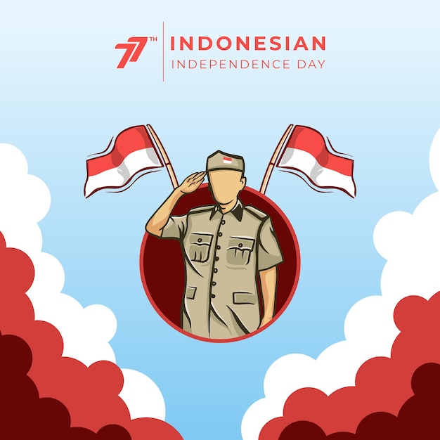 Spirit of indonesia 77th independence day background illustration