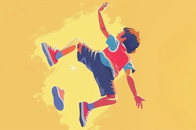 Vector spirited child enjoying a joyful playful jump