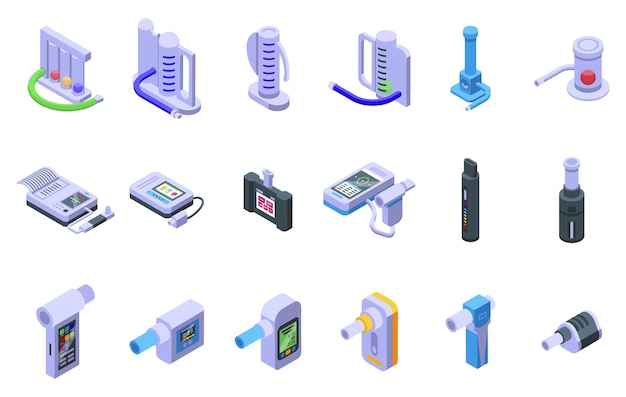 Spirometer icons set isometric vector Medicine hospital