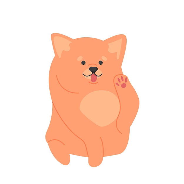 Spitz dog with paw raised