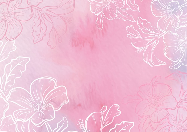 Splash and hand drawn flowers watercolor background