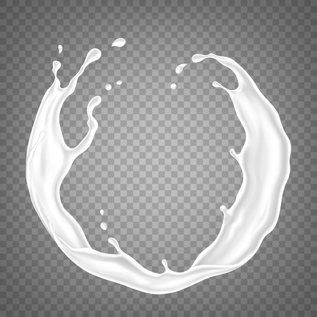 Vector splash of milk or cream  on transparent background