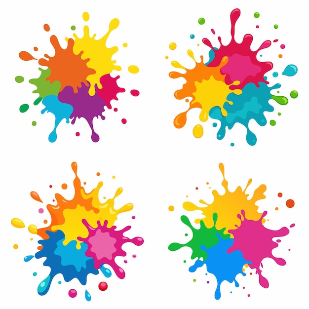 Splash of paints Blobs Paint splatter colourful set Vector splash of paints isolated on white