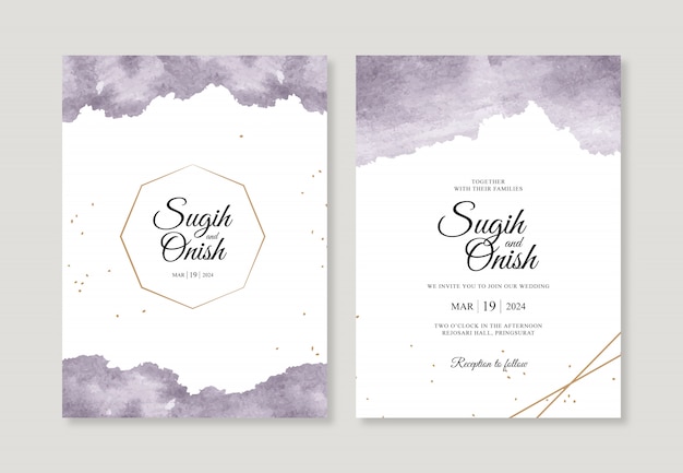 Splash watercolor hand painting for elegant wedding invitation card templates