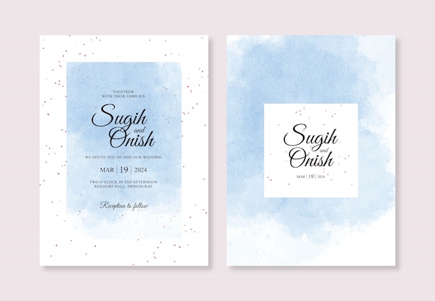 Splash watercolor hand painting for sweet wedding invitation card template