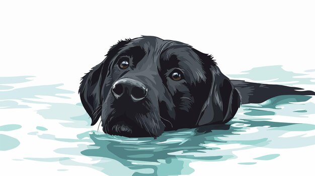 Vector splashing black labrador dog in water vector illustration