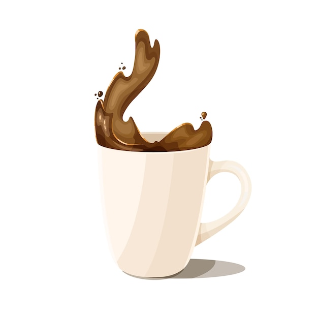 Splashing white cup of coffee isolated Vector illustration