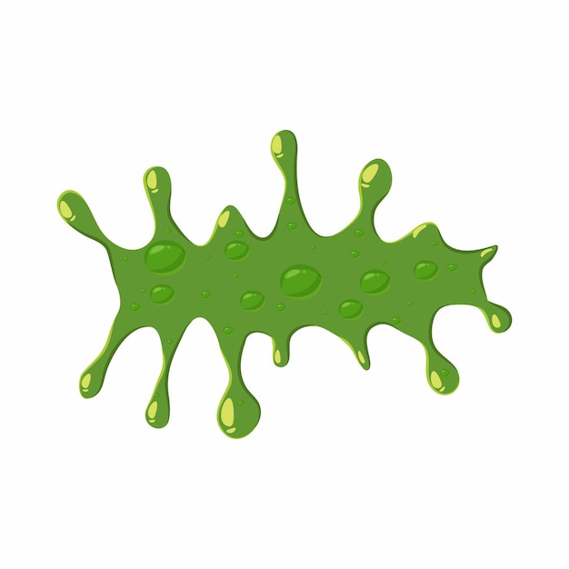 Splattered mucus isolated on white background Green slime blot vector illustration