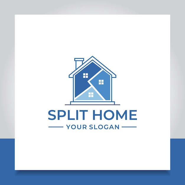 Split home logo design level room cut divided