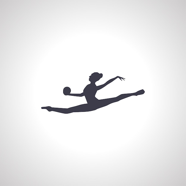 split jump with ball Silhouette gymnast isolated icon