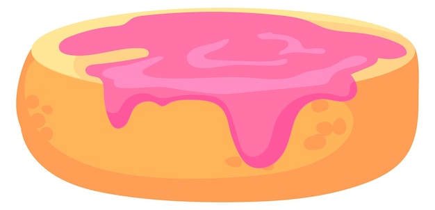 Sponge cake layer with pink icing Bakery process icon