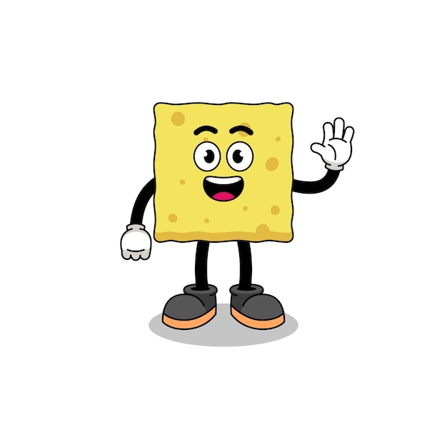 Sponge cartoon doing wave hand gesture character design