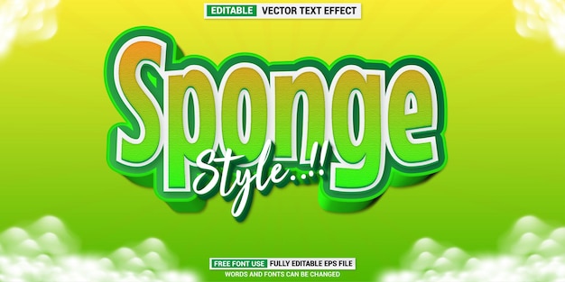 Sponge cartoon text effect editable child and kids text style