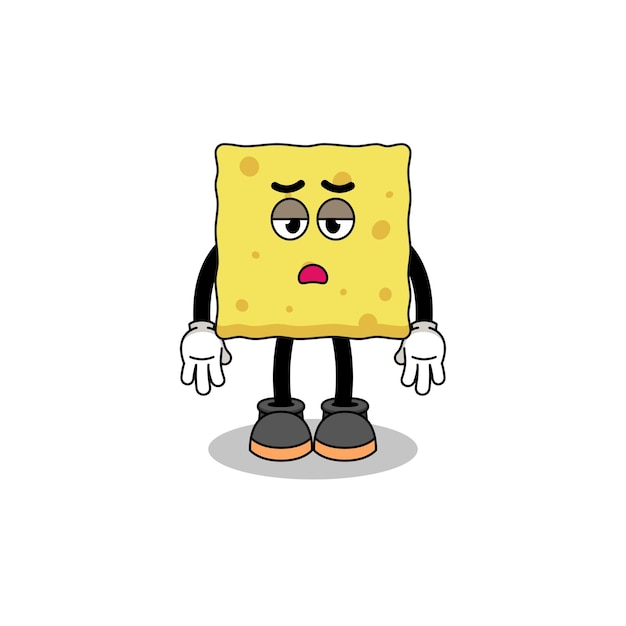 Sponge cartoon with fatigue gesture character design