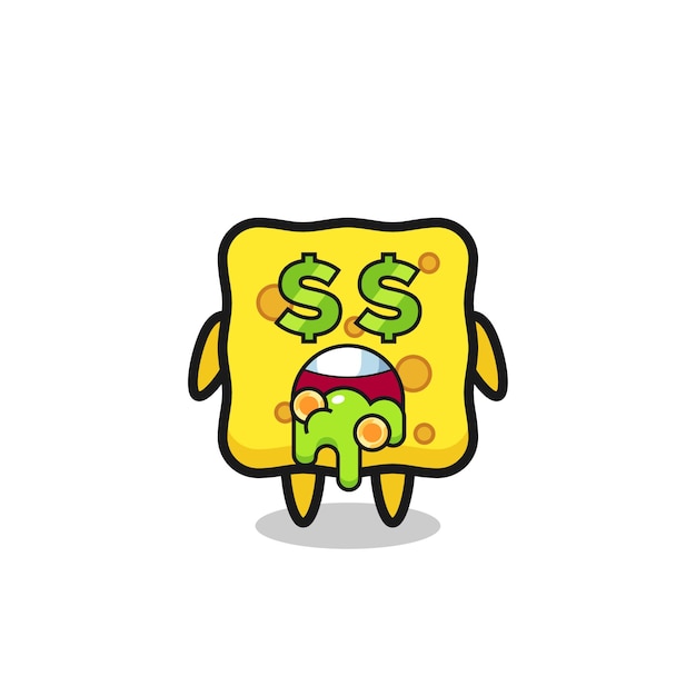 Sponge character with an expression of crazy about money , cute style design for t shirt, sticker, logo element