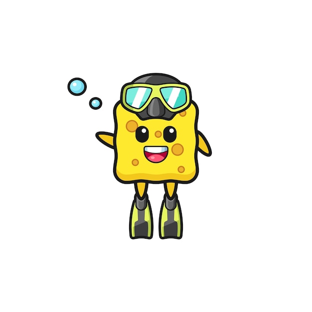 The sponge diver cartoon character cute design