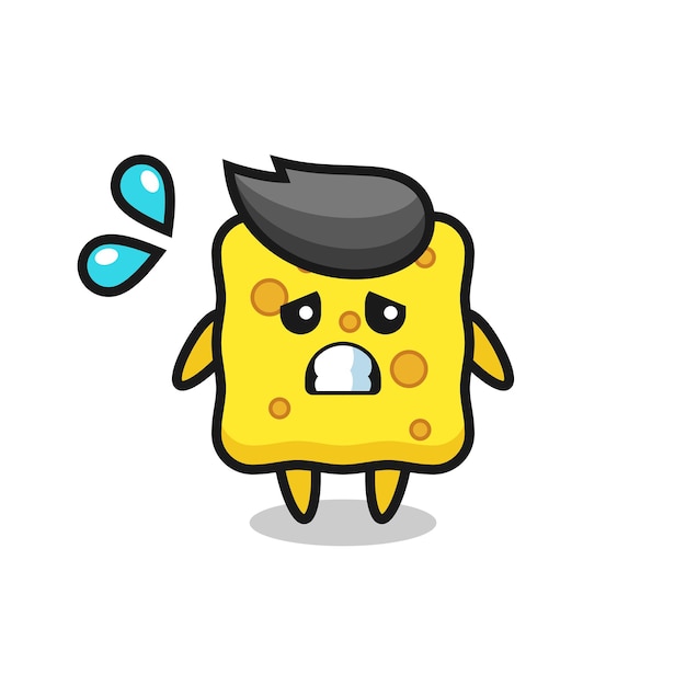 sponge mascot character with afraid gesture , cute style design for t shirt, sticker, logo element